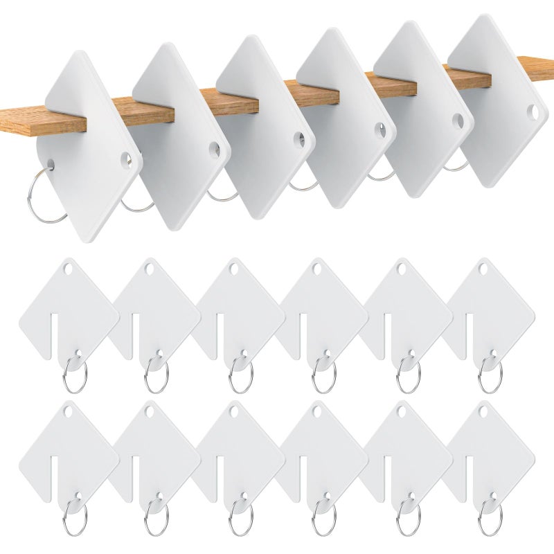 GoorDik 40 Pcs Key Tags, Blank Plastic Upgrade Round Split Ring, Durable Key Identify, Bulk Key Tags for Key Cabinet 1.5 inches Square Shaped - Image 1